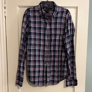 Lands End Blue and Red Plaid Shirt